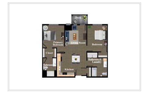 Floor plan for 2 beds, 2 baths, 994 sqft